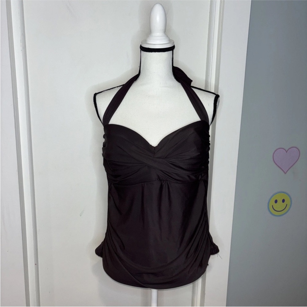 Miraclesuit Halter Top Size 14 In Brown Tie Top Underwire